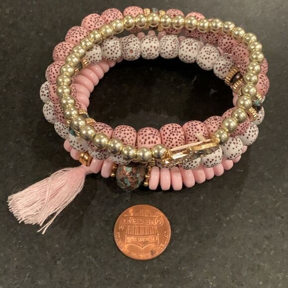 Set of 4 Hamsa Bohemian Bracelet Stack Tassel Beads Evil Eye Men’s Unisex Gift - Picture 11 of 11